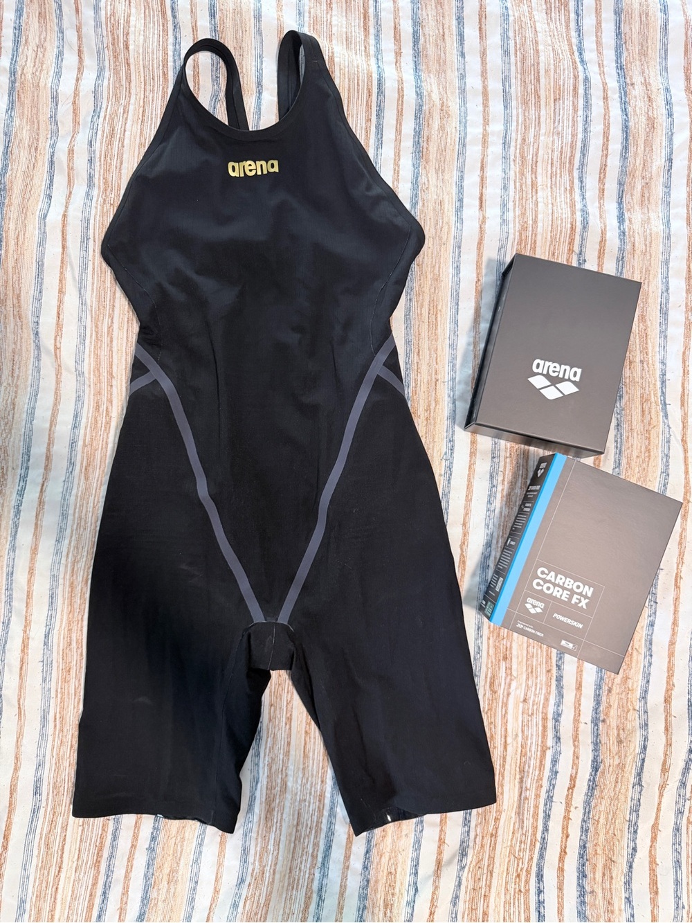 Arena Women's Black Powerskin Carbon Core FX Open Back Tech Suit (Size 30)
